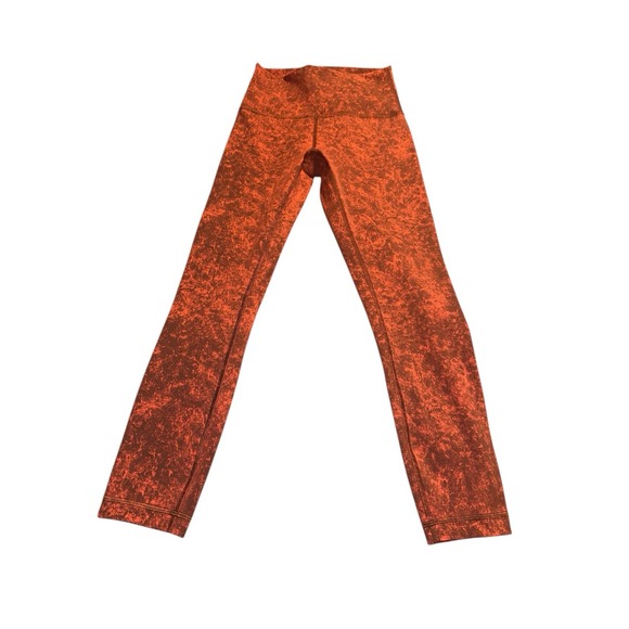 Lululemon Leggings 4 Womens Invigorate High Rise‎ Tight Red Marble Cropped - Picture 2 of 5